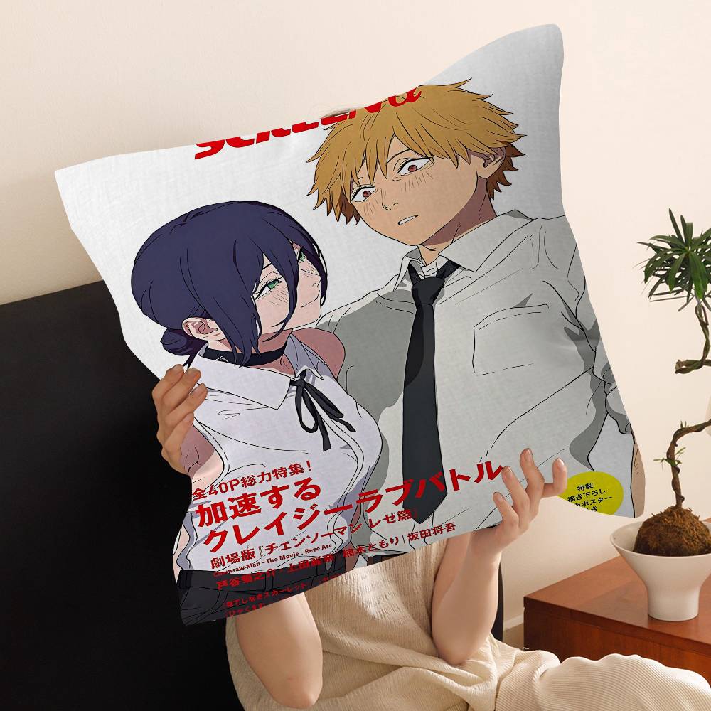 CChainsaw Man The Movie Reze Arc Pillow Gift Home Office Decoration Bedroom Sofa Car Cushion Cover Case X