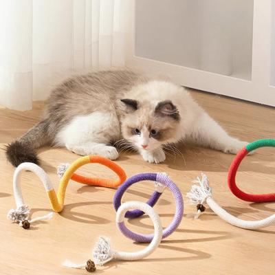 Katzenbeißseil-Spielzeug zum Zähneknirschen, strapazierfähiges Katzenspielzeug aus Baumwollseil, bissfest
