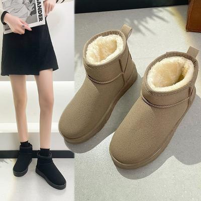 New Shoes Autumn Women's Thickened Short Boots Fashionable Velvet Flat-bottomed Warm Winter Snow Boots Short Boots 2025 Thick Sole