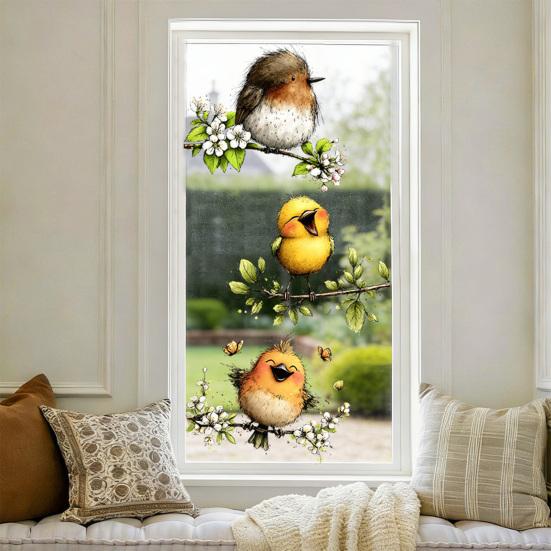Adesivo Statico per Vetro Animali Cartoni Animati Rimovibile Impermeabile Decalcomania Decorativa per Finestra Casa Ufficio Soggiorno