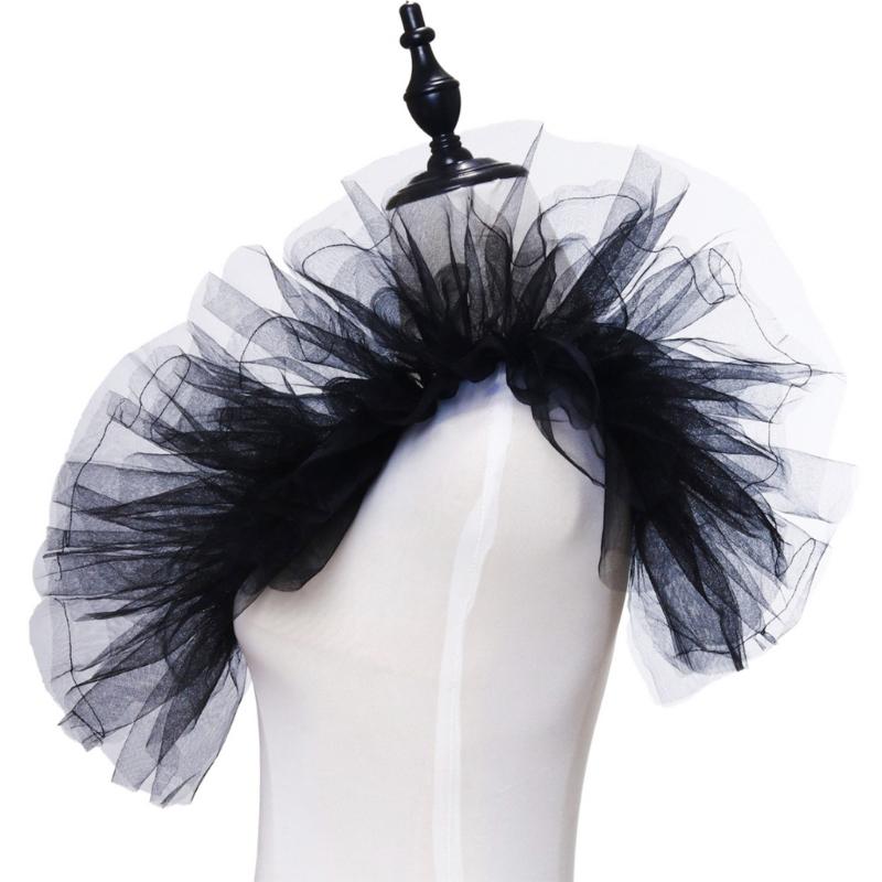 

Воротник-жабо эпохи Возрождения, съемная тюлевая шаль, накидка на плечи для костюма на Хэллоуин и маскарадной вечеринки чёрный