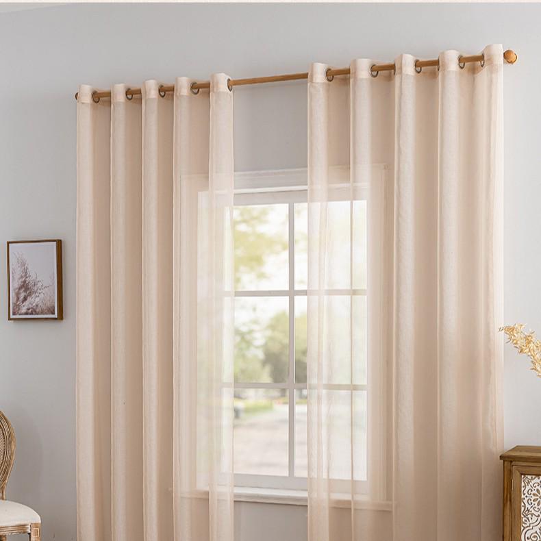 Cremefarbene Leinenmischung Transparente Vorhänge für Schlafzimmer und Wohnzimmer