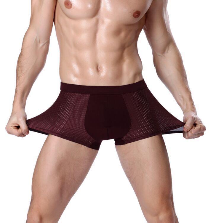Mesh Ice Silk Men's Plus Size Breathable Mid-Rise Boxer Briefs