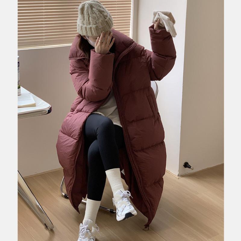 Dámský podzimní a zimní kabát s kapucí, volný ke kolenům studentský zateplený sesterský styl