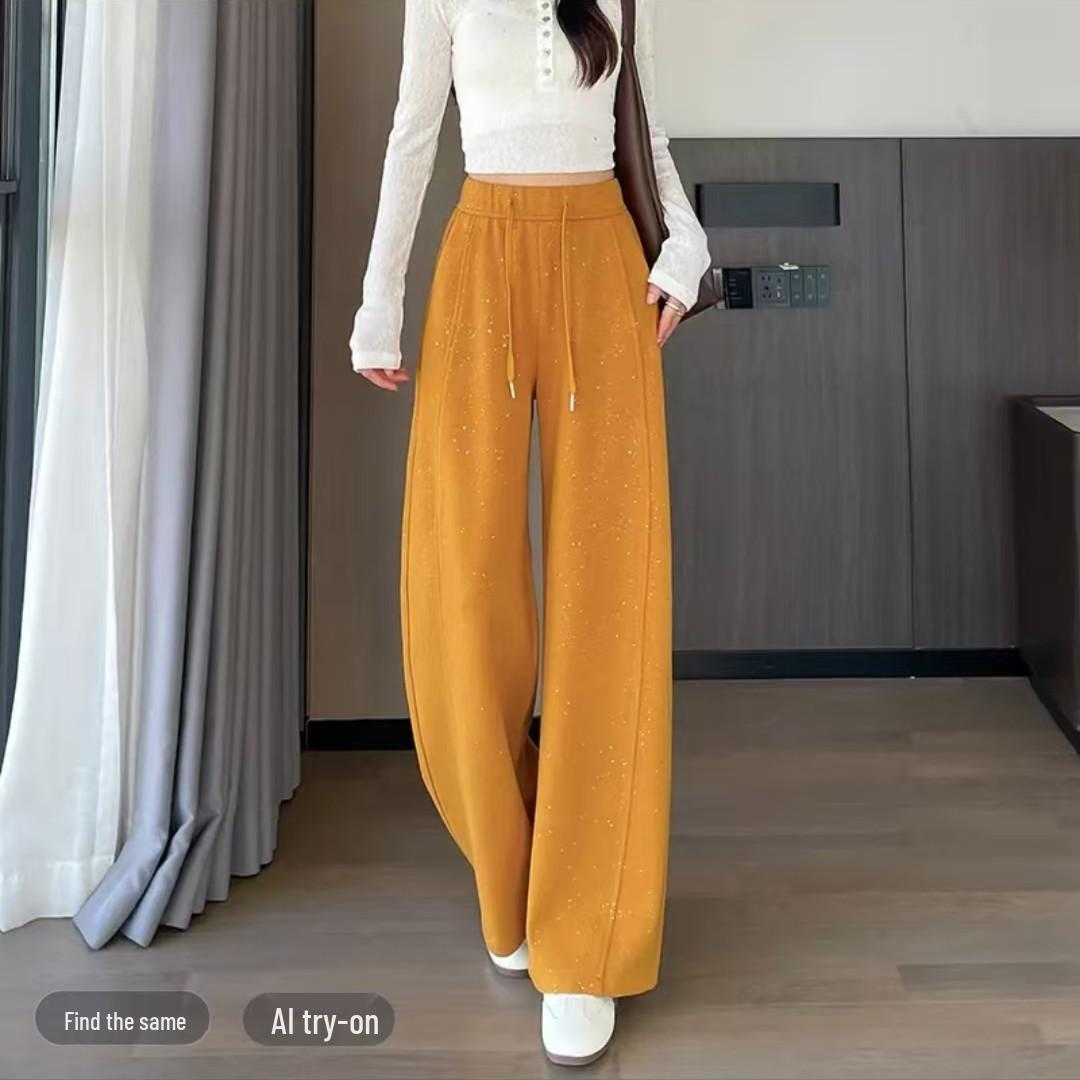 

Women s High-Waist Red Plush Straight-Leg Pants for Autumn/Winter L (120-135cm) - Ships in 5 days