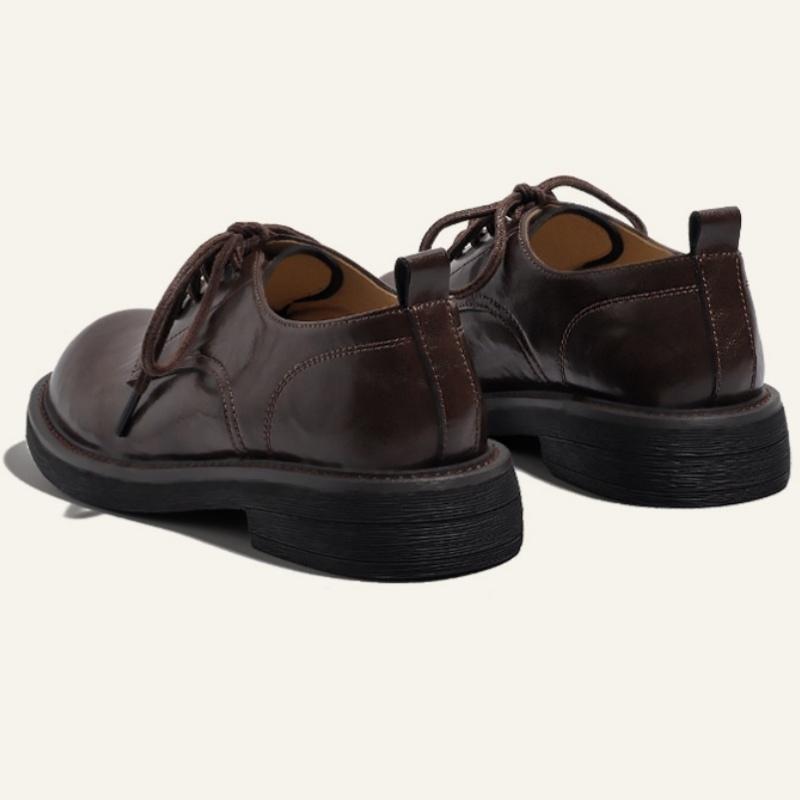 Fashion British Style Oxfords 2025 New Leather Round Toe Men's Shoes Casual Female Loafers Retro Comfortable Soft Mid Heels Women Shoes
