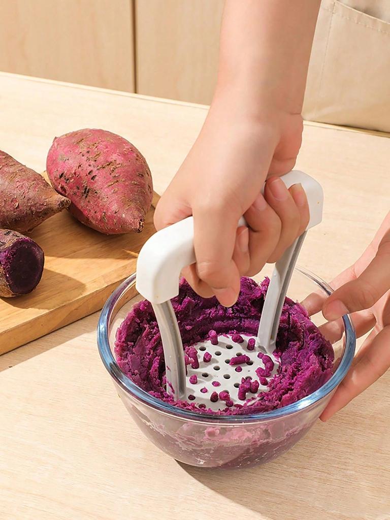 1pc Manual Potato Masher For Baby Food, Stainless Steel Potato Press Kitchen Tool, Masher Garlic Press
