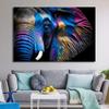 Ritratto Moderno Faccia di Elefante con Pittura su Tela con Pittura Colorata Poster di Elefanti Arte da Parete per Decorazione Soggiorno