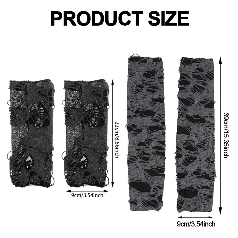 Defekte Schlitzhandschuhe Sexy Gothic Fingerlose Handschuhe Halloween-Handschuhe Lang/Kurz Rissige Löcher Dekor Cosplay-Handschuhe 1-5 Paar