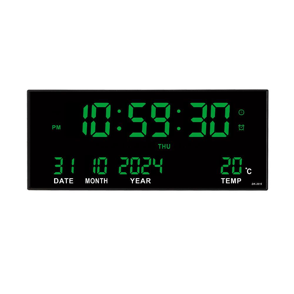 Classic LED Plug-in Wall Clock, Multifunctional Smart Electronic Calendar Clock for Living Room, 3615