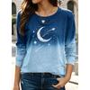 Women's Long Sleeve Crew Neck Gradient Heart & Butterfly Print Casual T-Shirt, Regular Tops for Spring Summer Daily Wear