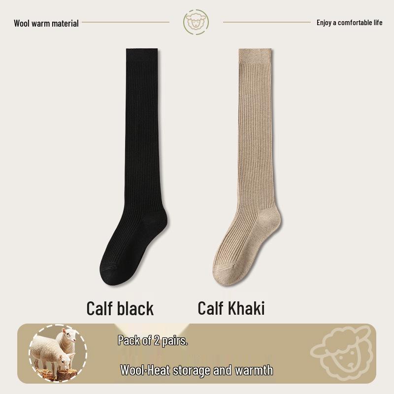 Wool Over-the-Knee Stripe Socks - Slim, Warm, Thigh-Length for Autumn & Winter