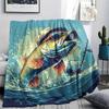 Fish Print Flannel Blanket, High Quality Comfortable for All Seasons, Home Decor, Warmth and Comfort, Perfect for Christmas Gifts