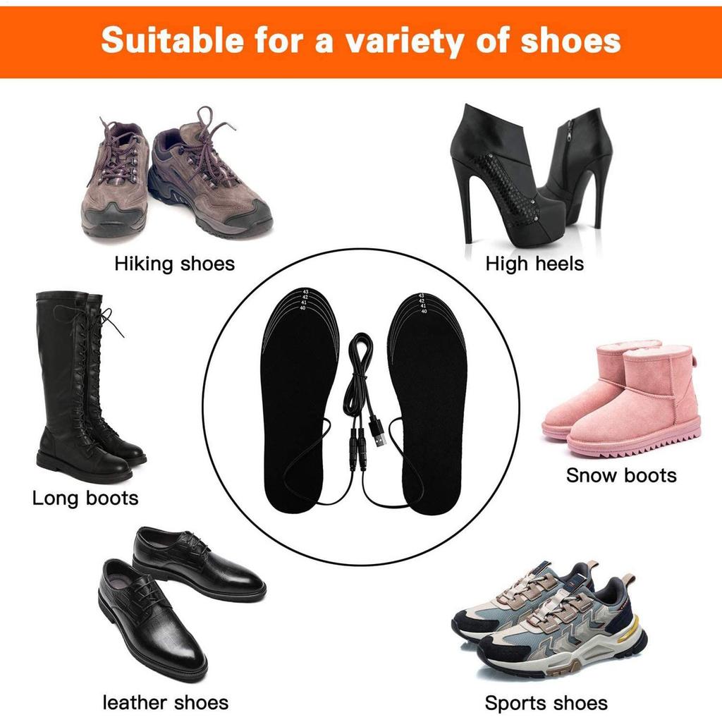 Cuttable USB Electrically Heating Insoles Foot Warmer Heating Shoe Pad Winter Electric Heated Insoles for Women Men