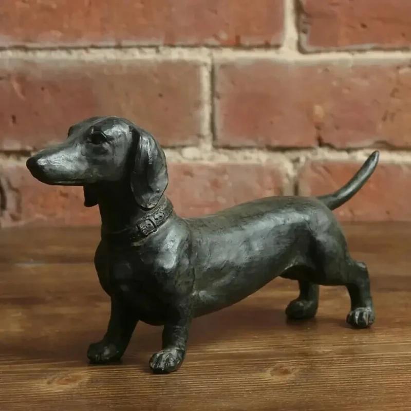 Dog Resin Dachshund Animal Pet Toys Figurine Black Ornament Animals Statue Craft Decoration Garden Sculpture Figures