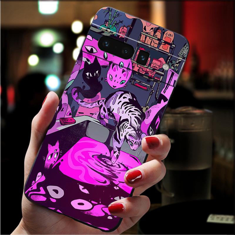 Handyhülle Für Google Pixel 10 Pro 9 Pro XL 9A 8 7 6 Pro Pixel 8A 7A 6A Pixel 8 7 6 5 Schwarze Katze Kunst