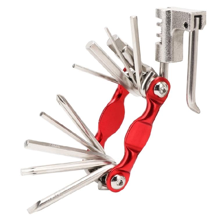 Многофункциональный инструмент для ремонта велосипеда 11 в 1 Складной инструмент для ремонта велосипеда Необходимый красный