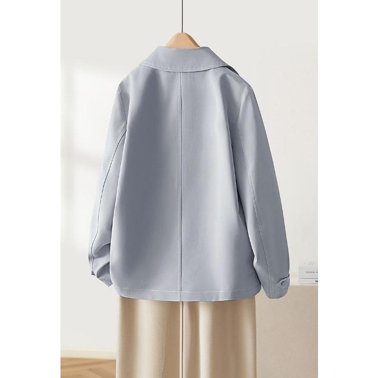 Jaqueta Feminina Chic Curta para Outono Versátil Casual Corta-vento para Estatura Pequena Moda