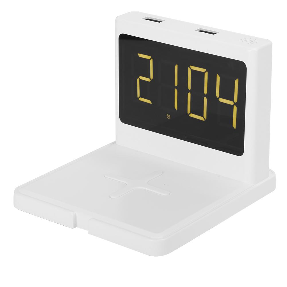 Für Qi Uhr Kabelloses Ladegerät 15W Alarm T11 Schnell Multifunktionales LadezubehörWeiß