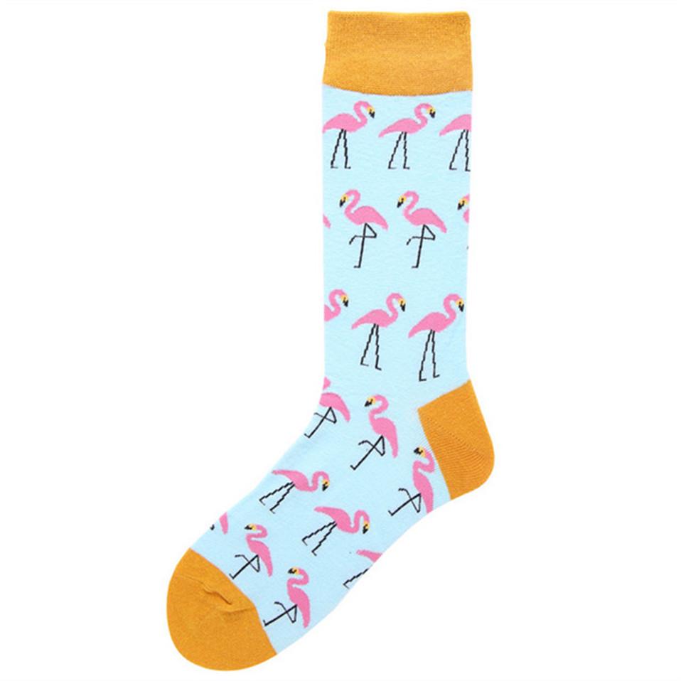 Naljakad paarisokid Harajuku kevadmeeskonna vabaaja õnnelik sokk naiste kunst Flamingo mood armas naise sokk