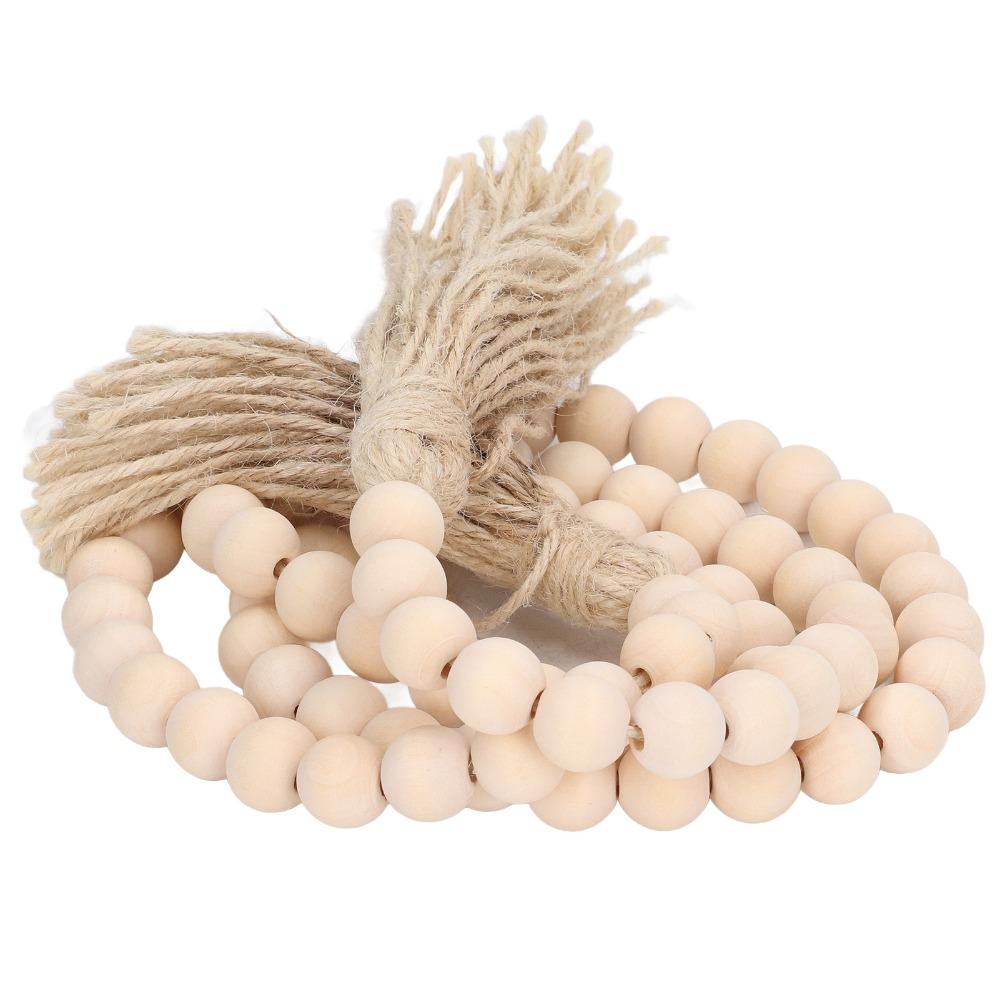 16mm Bead Size Wood Bead Garland 57.87in Boho Wall Hanging Decor Prayer Beads For Coffee Table