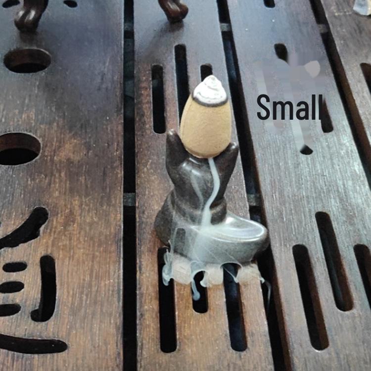 Mini Ceramic Backflow Incense Burner - Gourd-shaped Tea Ceremony Ornament