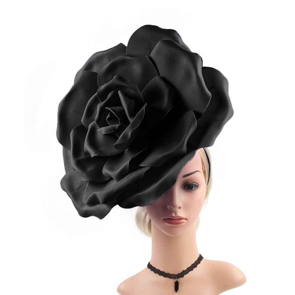 Wedding Bridal Rose Flowers Fascinator Hat Exaggerated Mardi Gras Headpiece  for Women
