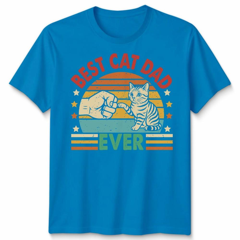 Best Cat Dad Ever Unisexs T Shirt Vintage Inspired Cat Graphic Tee