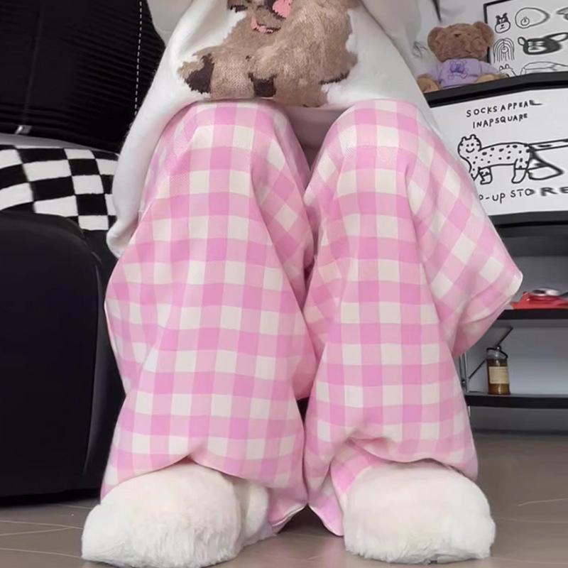 

Women s Blue Plaid High-Waisted Wide-Leg Petite Pants - Spring/Summer 2025 Collection L