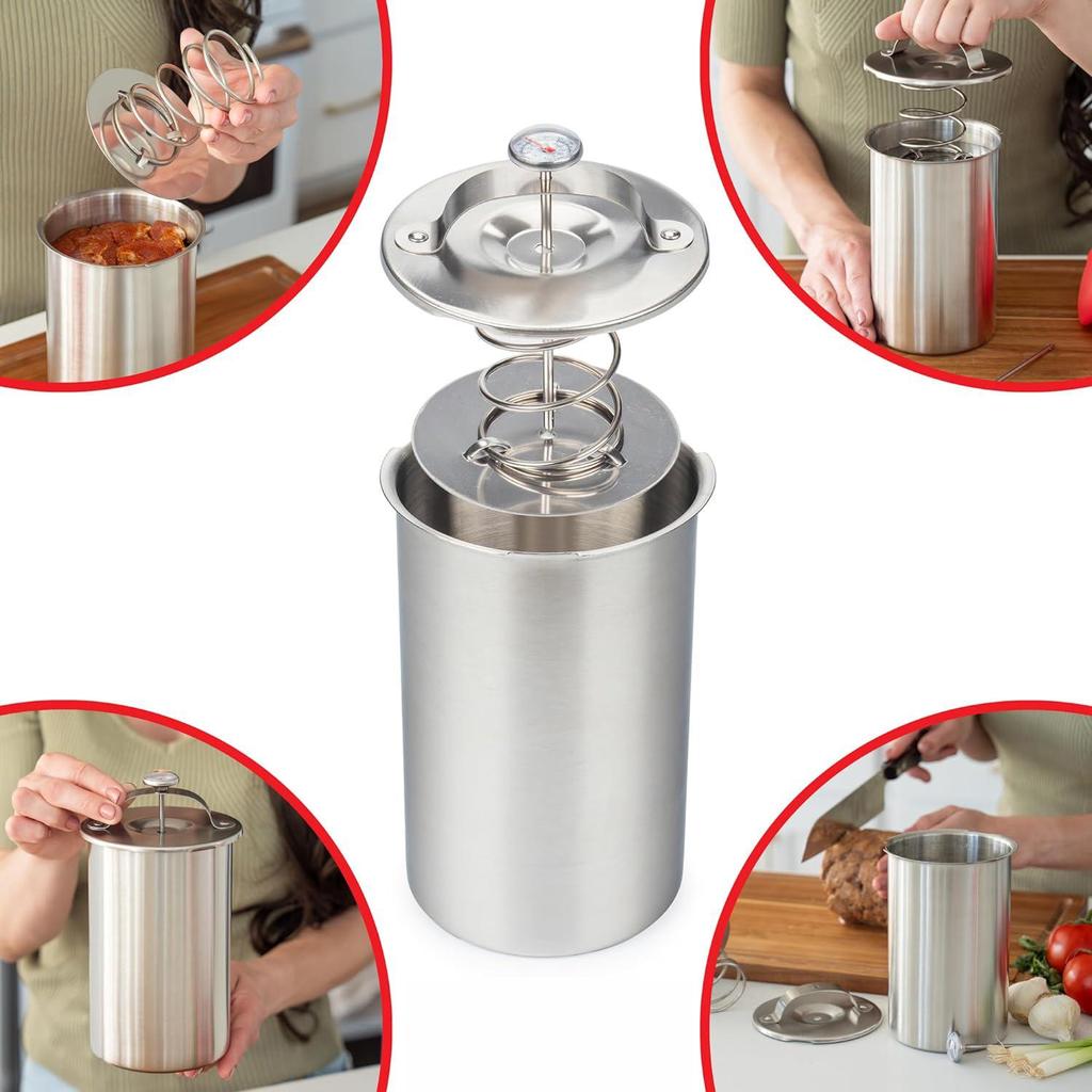In-Stock 304 Stainless Steel Meat Steamer Pot with Thermometer