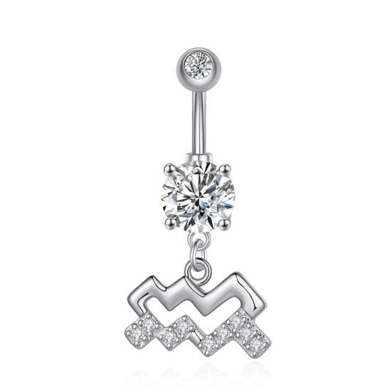 Anillo de ombligo antialérgico, superficie lisa, gran adherencia, exquisito, hueco, decorativo, doce constelaciones, piercing