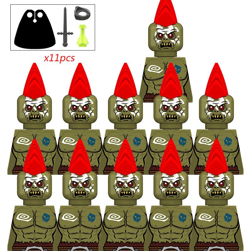 11Pcs Medieval Stormwind Soldiers Golden Knights Building Blocks Accessories Helmet Sword Weapons Action Figures Kids Toys Gifts