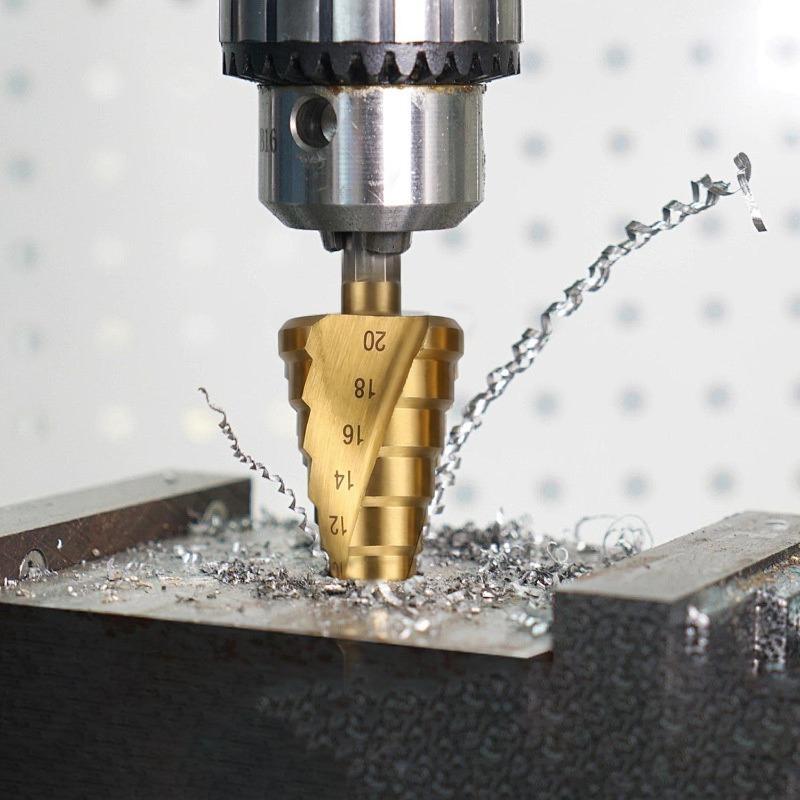 5/1PCS HSS Bearing Steel Step Drill Bit High Speed Steel Single Spiral 4-20 Cone Drill Bit Wood Metal Hole Cutter Drilling Tools