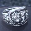 Ethnic Style Pixiu Ring for Men, Domineering and Trendy, Aged and Dyed Black Craft, Creative Index Finger Ring