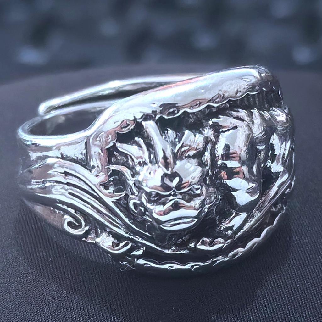 Ethnic Style Pixiu Ring for Men, Domineering and Trendy, Aged and Dyed Black Craft, Creative Index Finger Ring