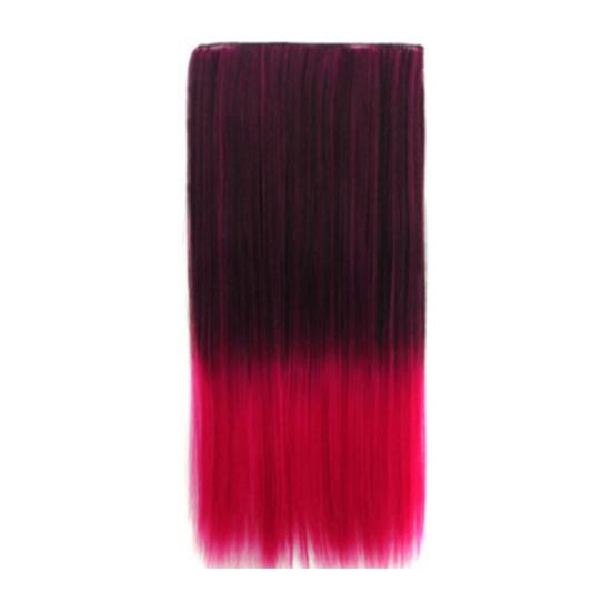 Extensie de păr cu culoare degradată, lung și drept, din fibră sintetică, păr fals, fără urme, moale, netedă, 23,6 inci, perucă de sârmă pentru temperatură înaltă.