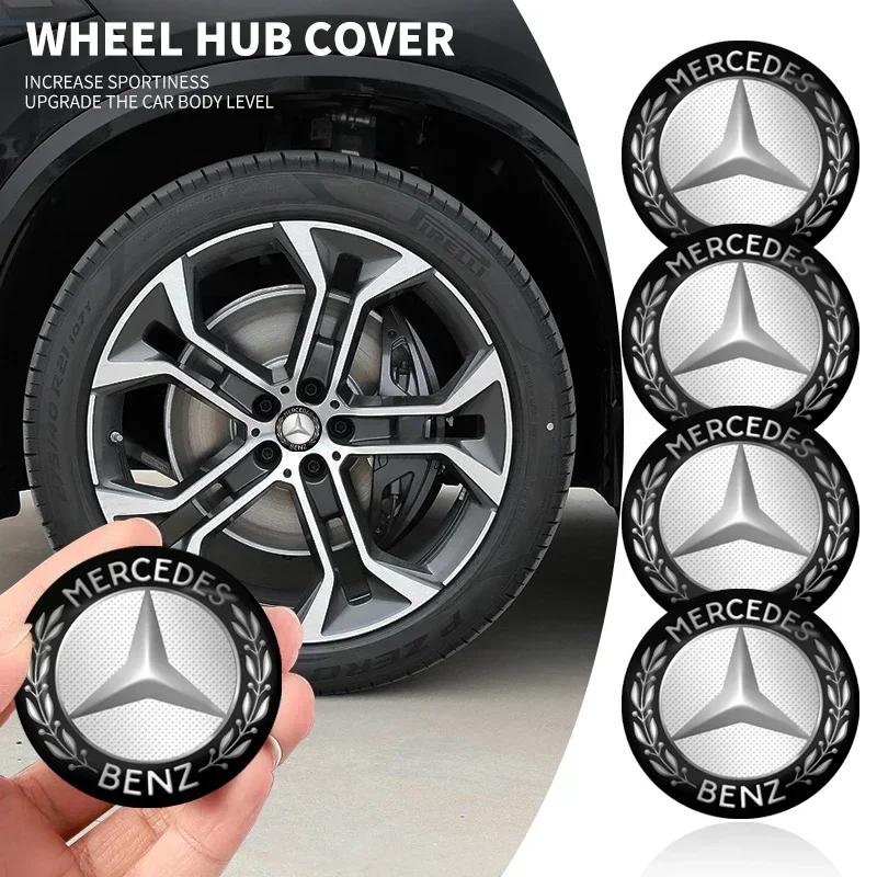 4Pcs 56mm Car Wheel Center Hub Caps Logo Sticker For Mercedes Benz W124 W140 W163 W202 W203 W204 W205 CLA CLK CLS GLA GLC