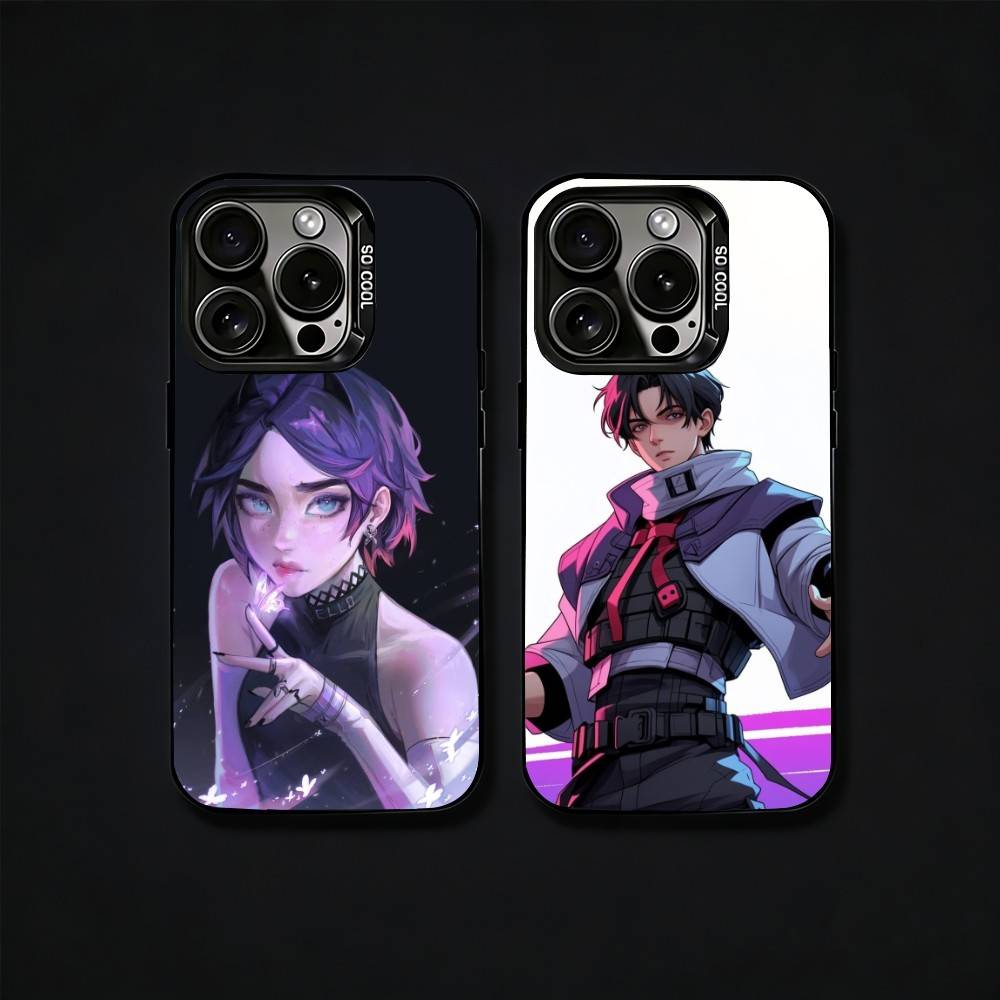 Game V-Valorant Phone Case For iPhone17, 16,15,14,13,12 Pro Max Black Candy Matte Shockproof Cover