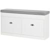 Shoe Bench for 8 Pairs of Shoes with 2 Drawers and Adjustable Shelves, 104x24x55 Cm, White
