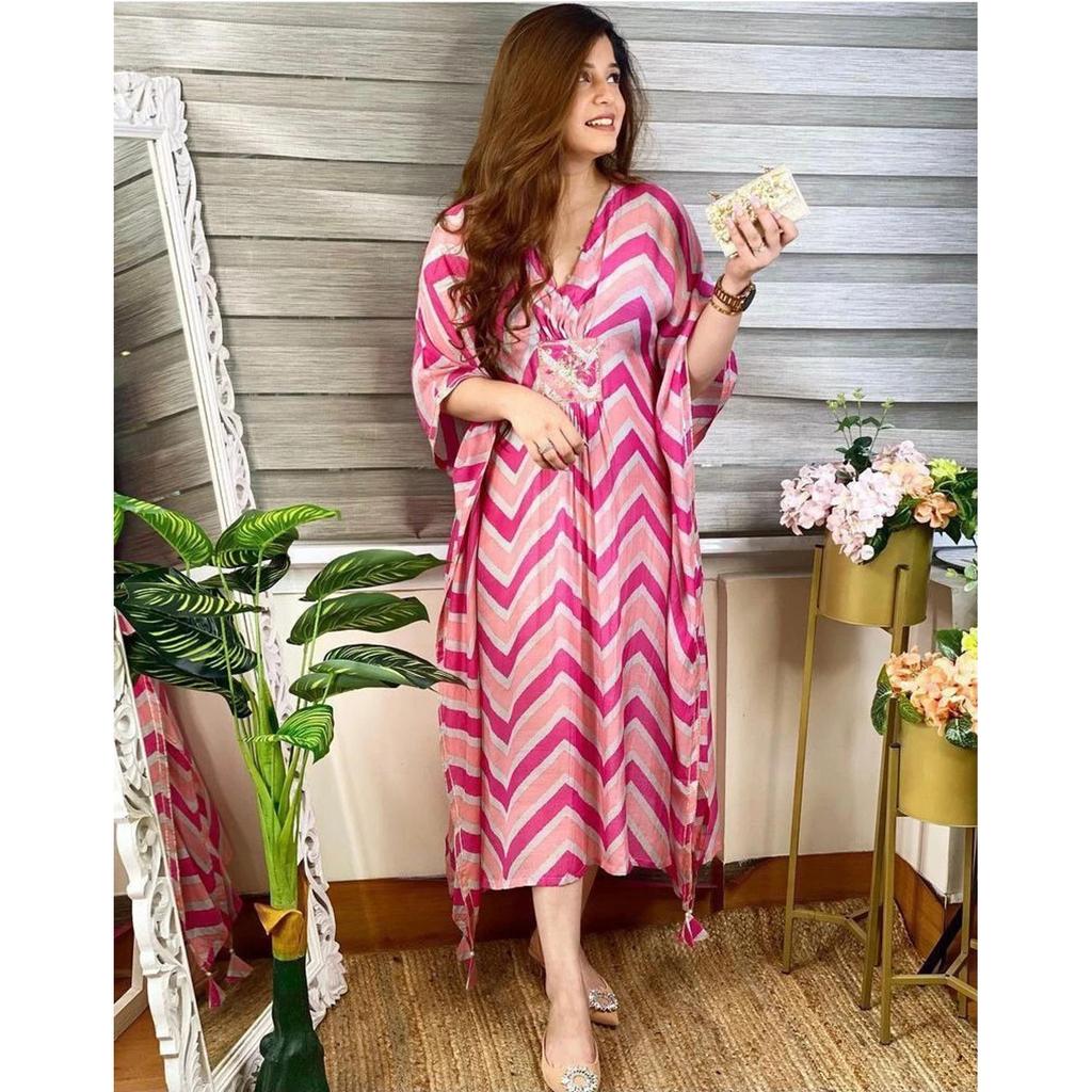 Women Viscose Rayon Top Kaftan Indian Bollywood Party Wear Kimono Kaftan Dress