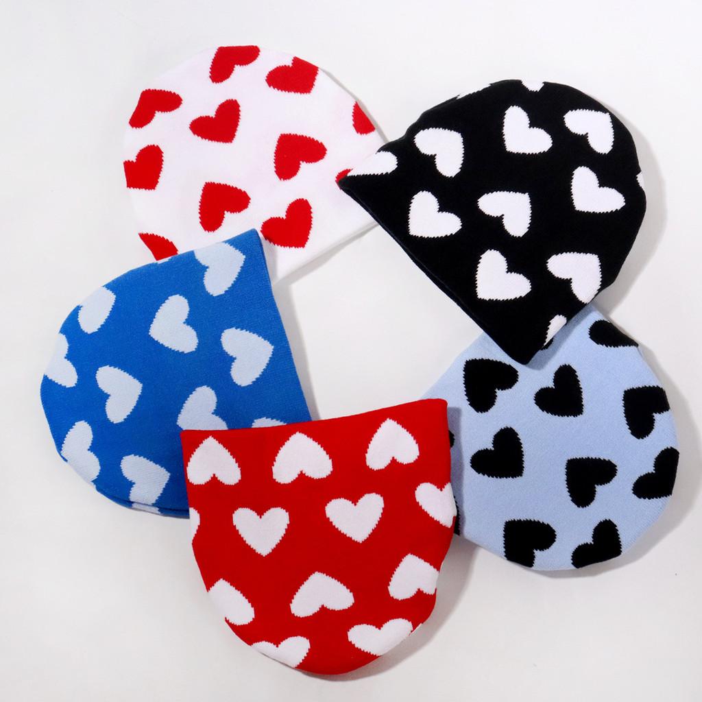 Knit Hat For Women With Heart Shape Design Autumn Winter Fashion Cozy Accessory