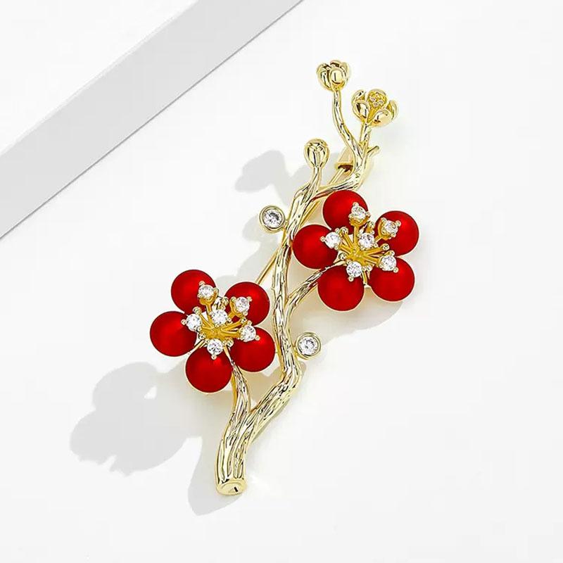Plum Blossom Brooch High-End Women'S Niche Design Sense Flower Brooch Pin High-End Sense Suit Clothes Accessories