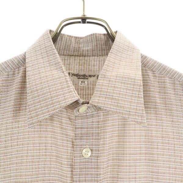Yves Saint Laurent 80s 90s Old Check Pattern Long Sleeve Shirt Shirt Men's Used