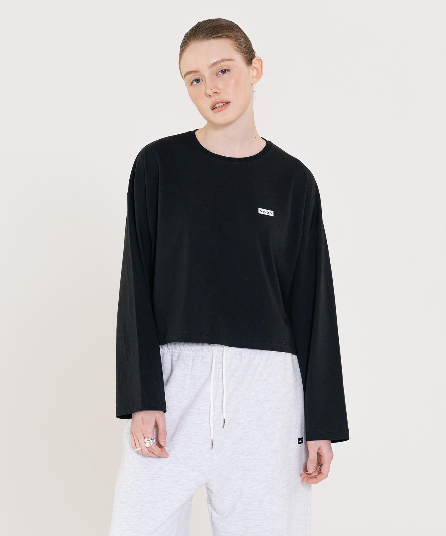 Ingi Active Small Logo Crop Long Sleeve Black One
