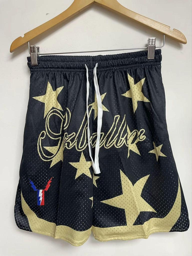 Large Mesh Pikachu Quick-Dry Basketball Shorts - Above Knee, Four-Point Sports Design