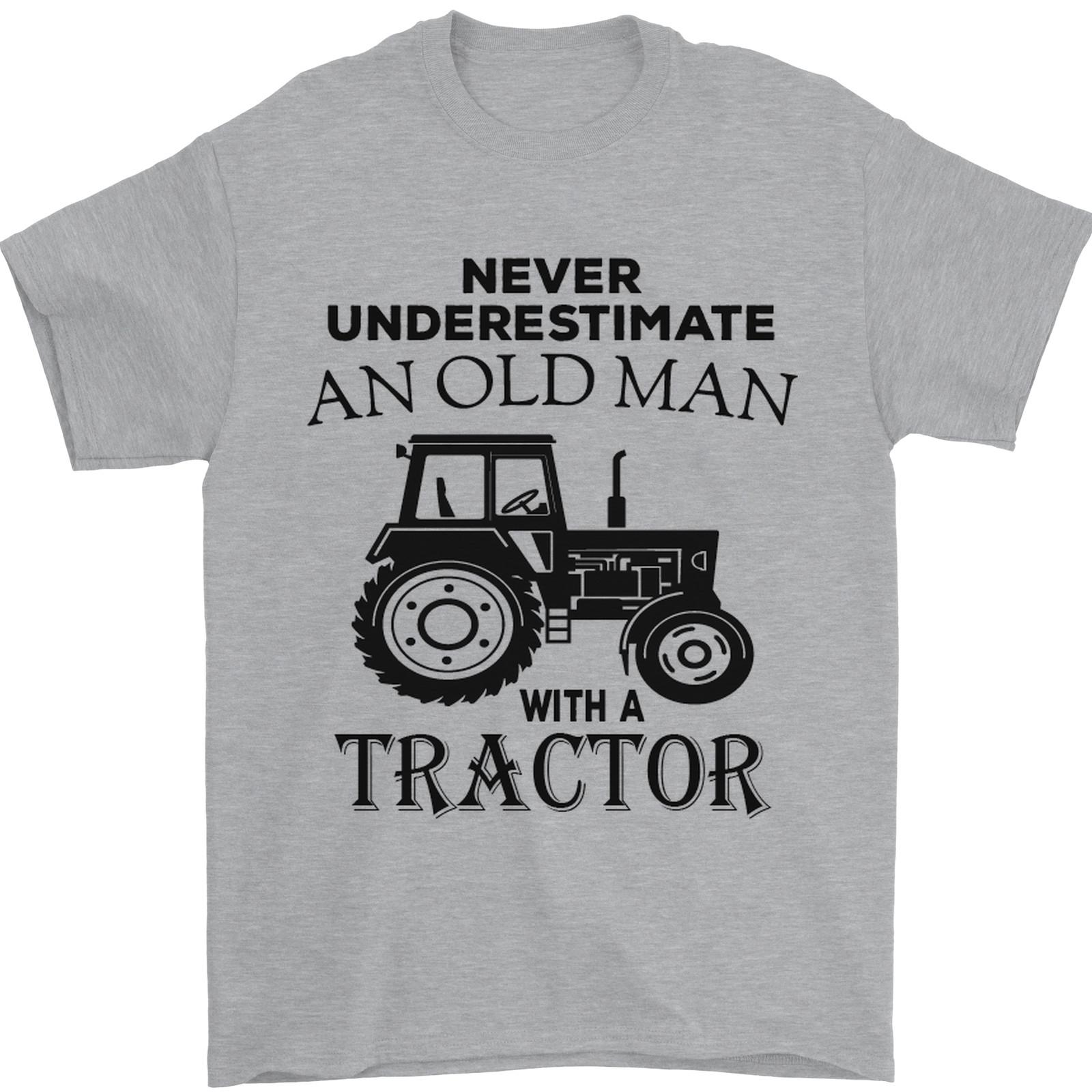 Old Man With a Tractor Driver Farmer Farm Mens T-Shirt 100% Cotton XXL