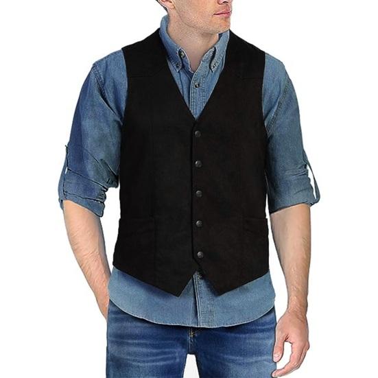 Men Suit Vest V-Neck Sleeveless Single Breasted Slim Fit Waistcoat with Pockets Solid Color Formal Business Vest Coat