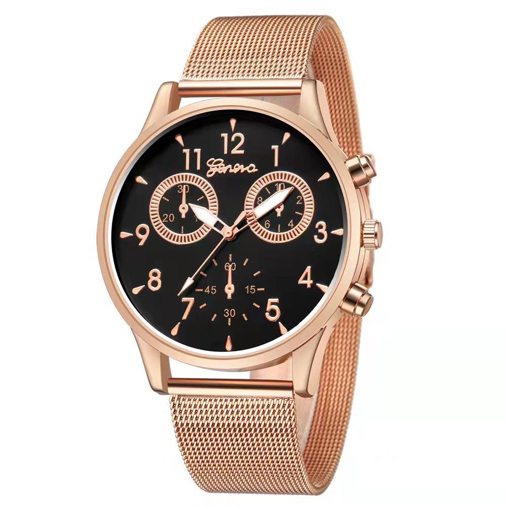 Geneva Men'S Watch Three Eyes Watch Fashion Quartz Watch Boys Alloy Strap Watch