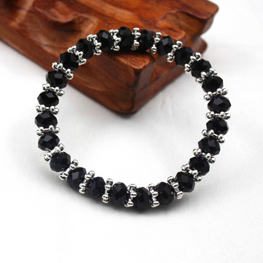 Handmade Women 8mm AB Colorful Glass Crystal Rhinestone Beaded Round Beads Petal Stretch Bracelet Bangle Wrap  Jewelry