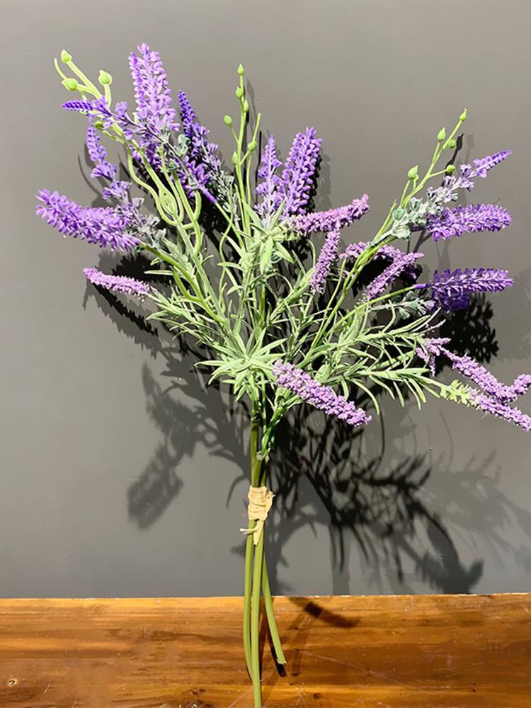 3pcs Artificial Lavender Flower Plant Purple 15.7in Realistic Faux Lavender Stems for Home Desks Tables Decor